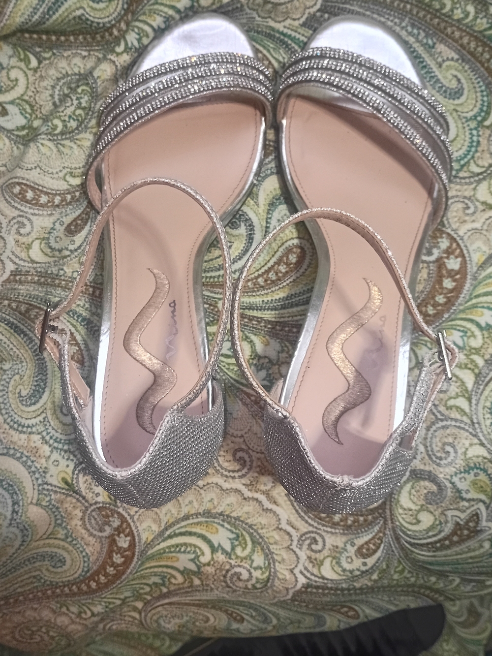 Nina Silver Rhinestone Slingback Heels